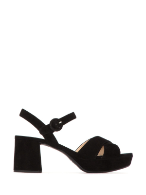 Prada Strap Suede Platform Sandals