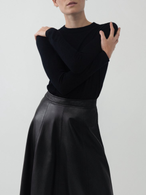 Long Sleeve Crew Neck In Fine Cashmere - Black