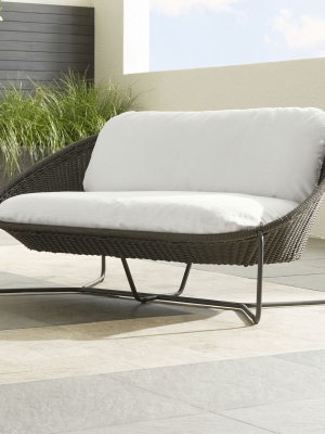 Morocco Graphite Oval Loveseat With White Cushion