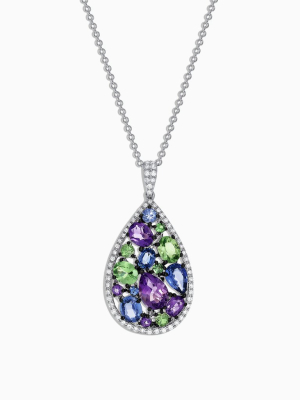 Effy Watercolors 14k White Gold Multi Gemstone & Diamond Pendant, 3.62 Tcw