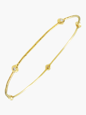 Yellow Gold Waxy Diamond Bangle