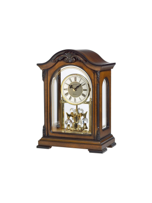 Bulova Clocks B1845 Durant Walnut Wood And Glass Revolving Pendulum Clock, Brown