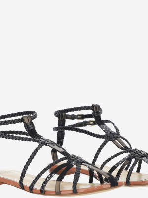 Francesco Russo Braided Caged Sandals