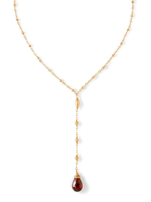 Y Gemstone Necklace - Garnet