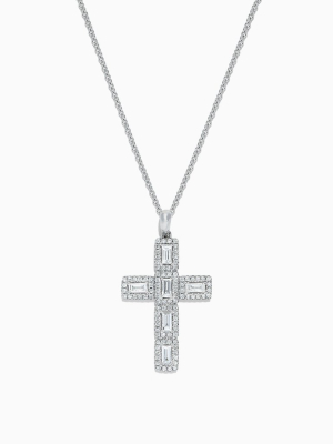 Effy Classique 14k White Gold Diamond Cross Pendant, 0.61 Tcw