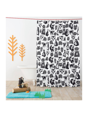 Forest Friends Shower Curtain Black - Pillowfort™