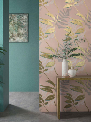 Feuille D'or Wallpaper In Blush And Gold From The Folium Collection By Osborne & Little