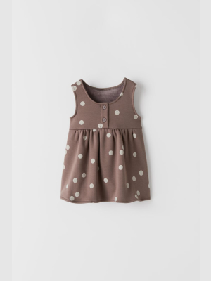 Lined Polka Dot Overall Dress