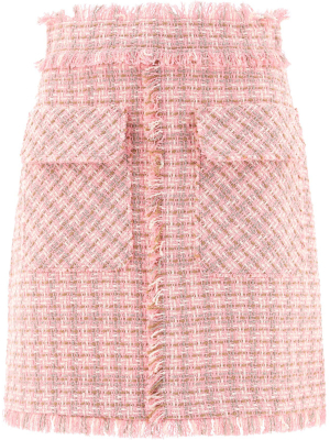 Msgm Frayed Edge Tweed Skirt