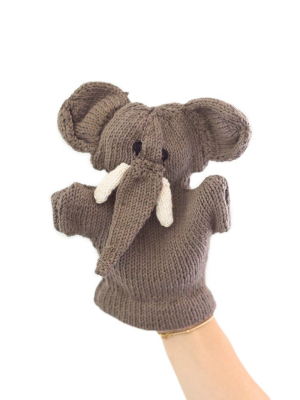 Knitted Hand Puppet - Elephant