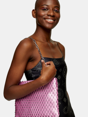 Pink Chainmail Clutch Bag