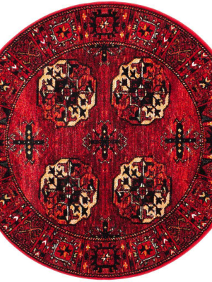 Vintage Hamadan Red/multi Round Rug