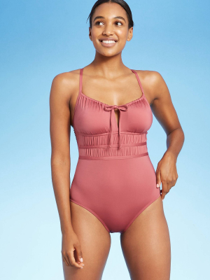 Women's Gathered Modern One Piece Swimsuit - Kona Sol™ Mauvewood