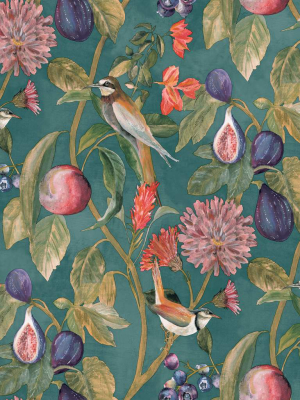 Ornate Nature Wallpaper In Teal By Walls Republic