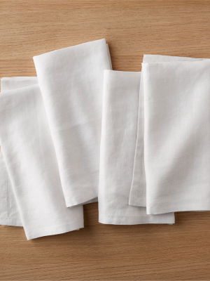 Set Of 4 Bolt White Linen Napkins