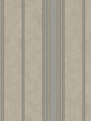 Channel Stripe Wallpaper In Silver And Grayish Blue By Antonina Vella For York Wallcoverings