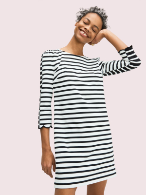 Sailing Stripe Scallop Dress