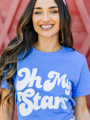 Oh My Stars Heather Royal Blue Graphic Tee