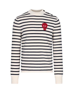 Alexander Mcqueen Skull Patch Striped Jumper