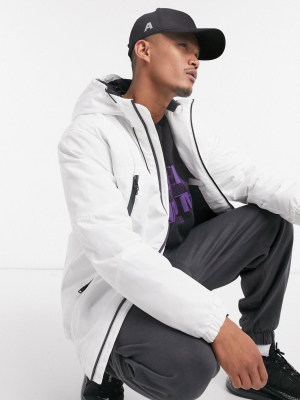 Bershka Zip Up Jacket With Hood In White