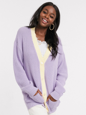 Daisy Street Oversized Cardigan In Pastel Knit