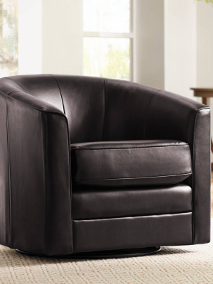 Studio 55d Keller Espresso Bonded Leather Swivel Club Chair