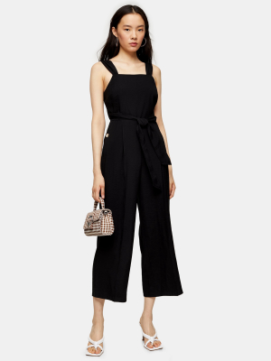 Black Wide Leg Tie Waist Jumpsuit