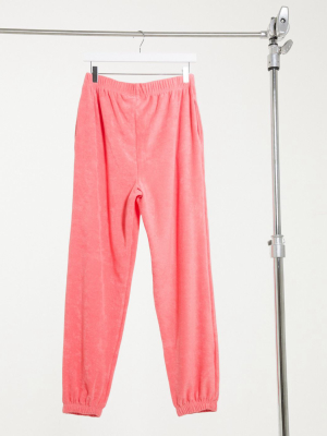 Asos Design Mix & Match Lounge Terrycloth Sweatpants In Pink