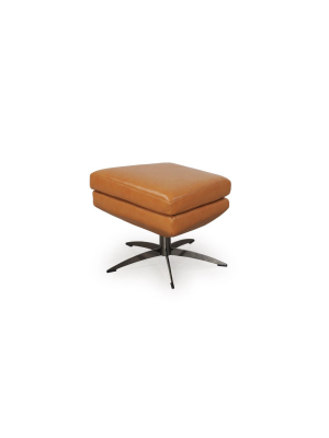 Ditmar Tan Full Leather Modern Swivel Ottoman