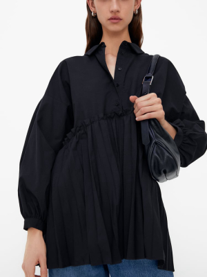 Pleated Poplin Shirt