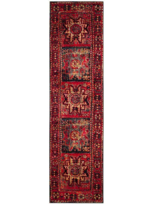 Vintage Hamadan Native Red/multi Runner Rug