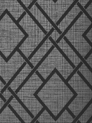 Diamond Lattice Wallpaper In Metallic Coal From The Essential Textures Collection By Seabrook Wallcoverings