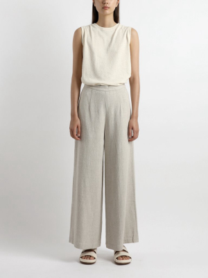 Signature Wide-legged Trouser - Classic Oatmeal