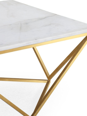 Leo Marble Cocktail Table White