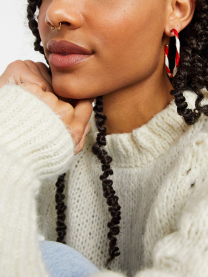 Asos Design Christmas Hoop Earrings In Candy Cane Stripe