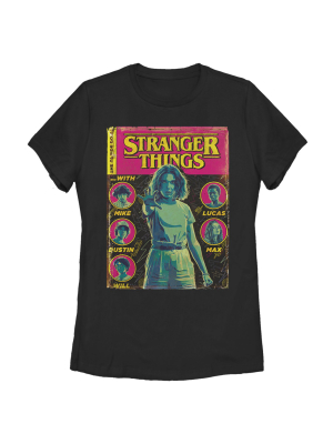 Women's Stranger Things Group Shot Comic Cover T-shirt