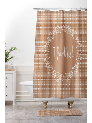 Autumn Weave Thankful Shower Curtain Brown - Deny Designs