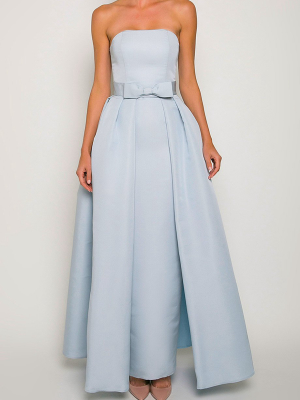 Silk Faille Strapless Column Gown With Bow Convertible Skirt