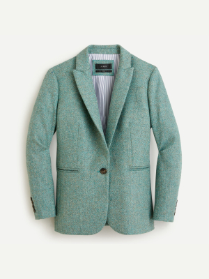 Parke Blazer In Teal Grey Herringbone English Wool