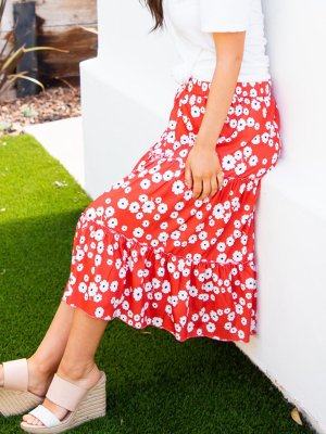 Amara Skirt - Red Floral