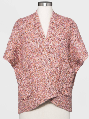 Women's Knit Kimono Jacket - Universal Thread™ Coral One Size