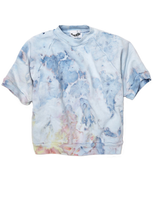 Short Sleeve Sweatshirt In Pastel Tie Dye