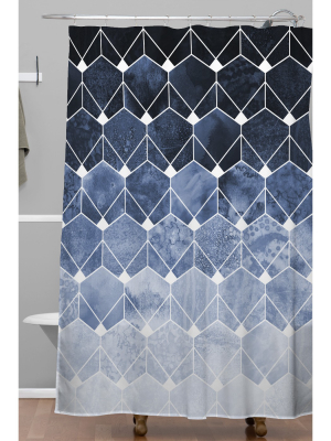 Blue Hexagons And Diamonds Shower Curtain Blue - Deny Designs