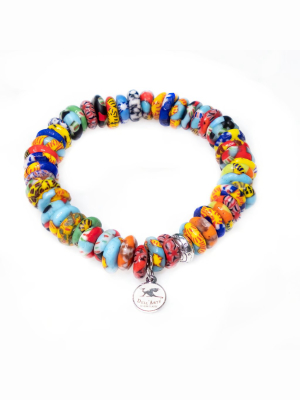 Dell Arte By Jean Claude Krobo Colorful Paradise Recycled Glass Bead Bracelet