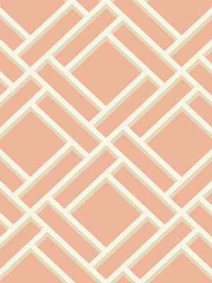 Block Trellis Wallpaper In Melon And Arrowroot From The Luxe Retreat Collection By Seabrook Wallcoverings