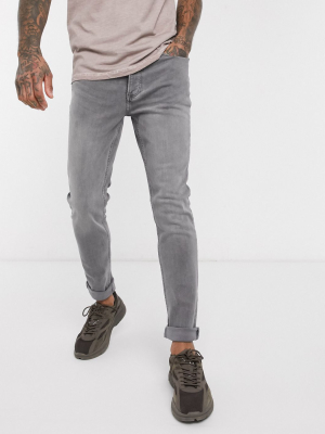 Topman Organic Skinny Jeans In Gray