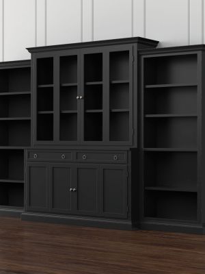 Cameo 4-piece Bruno Black Glass Door Wall Unit With Open Bookcases