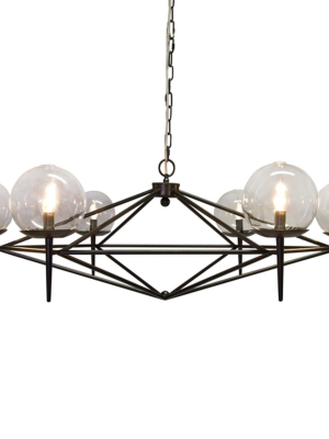 Rowan 6-arm Chandelier W/ Hand Blown Glass Globes