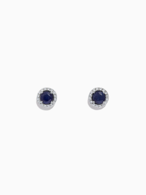 Effy Royale Bleu 14k White Gold Sapphire & Diamond Stud Earrings, 1.27 Tcw