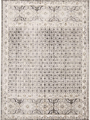 Feizy Kano Distressed Geometric Floral Rug - Gray & Ivory - Available In 8 Sizes